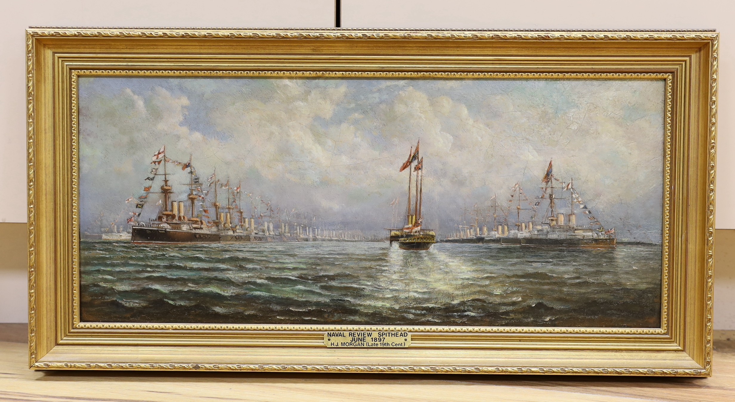 Attributed to H.J. Morgan, late 19th century, Naval Review Spithead, June, 1897, 25 x 60cm